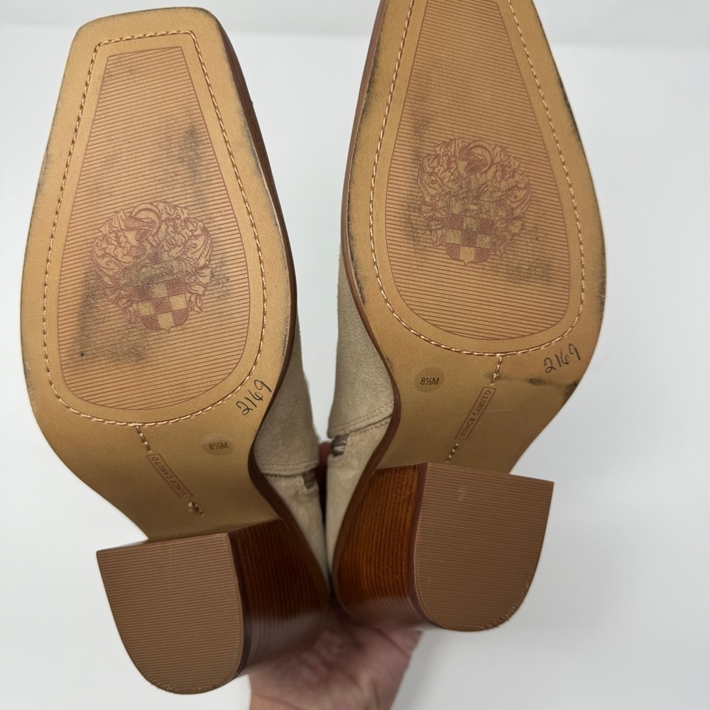 Vince Camuto Tan Suede Amtinda Tortilla Squared Toe Block Heeled Bootie Boot - Picture 6 of 14